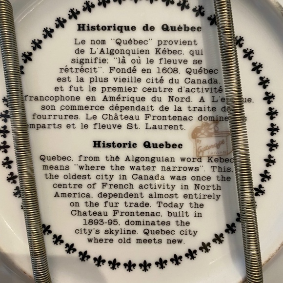 Vintage Old Quebec City Souvenir Plate - Chateau Frontenac, St Lawrence River - Picture 2 of 3